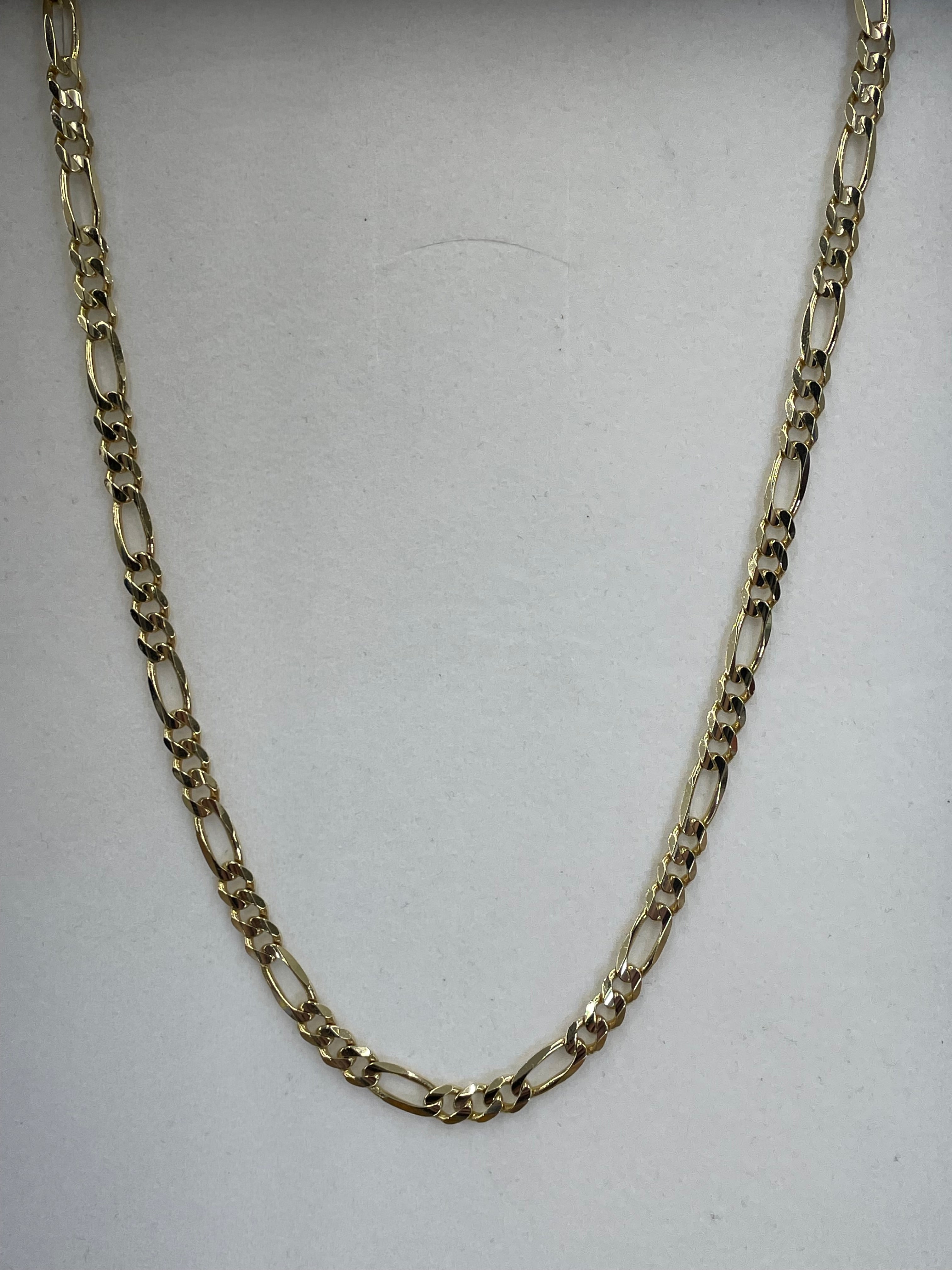 14K Solid Figaro Link Necklace