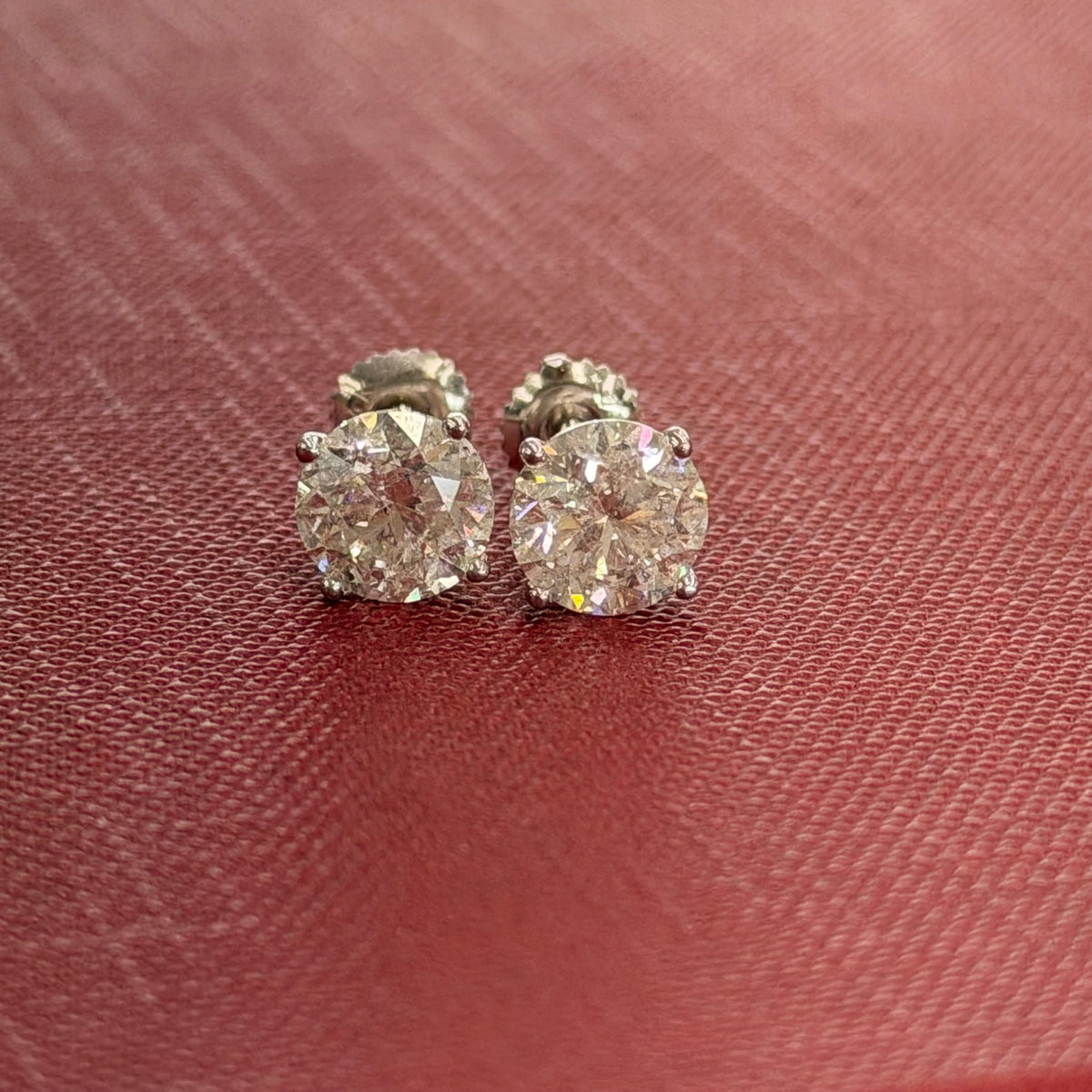 14K White Gold Natural Diamond Studs 4.03 CT TW
