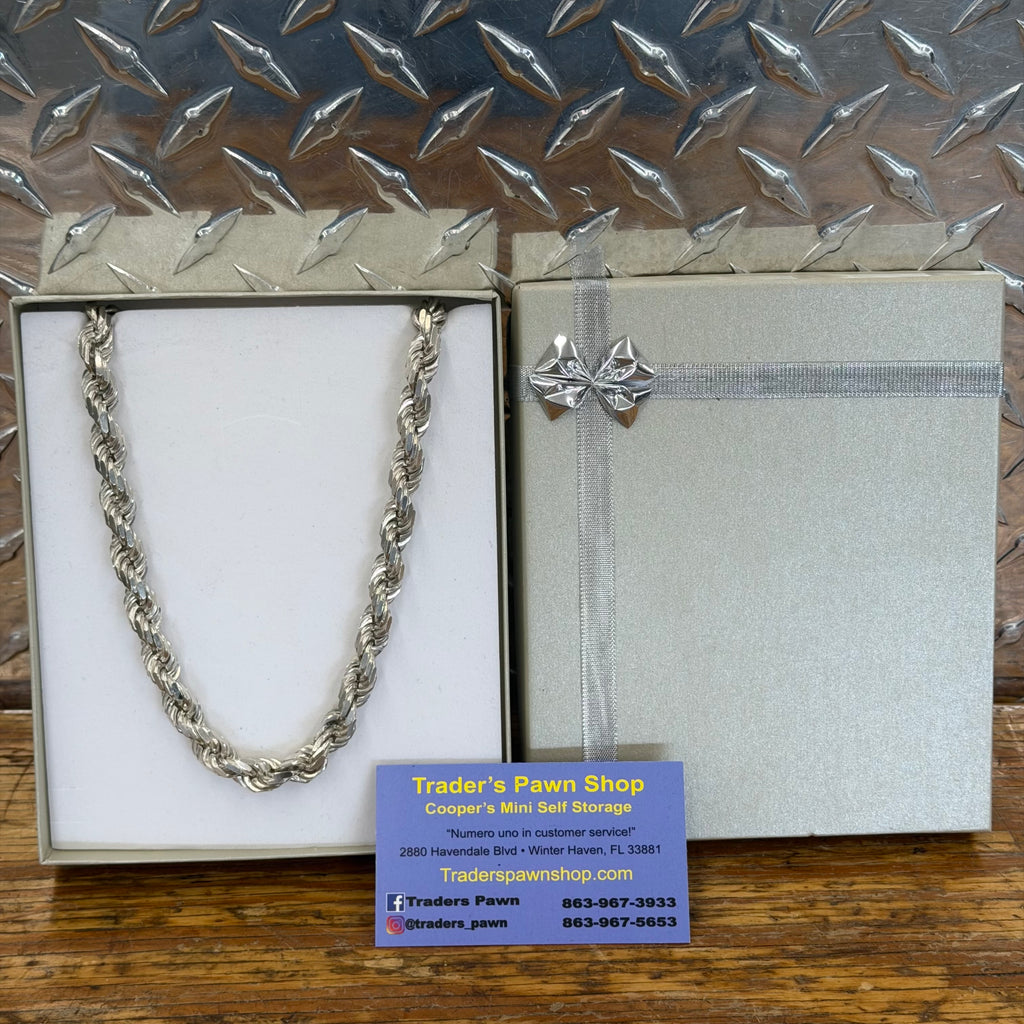 925 Sterling Silver Solid Rope Necklace