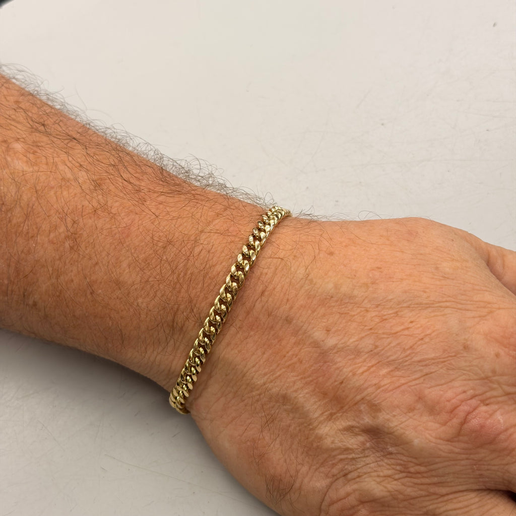 10K Yellow Gold Semi Solid Cuban Link Bracelet