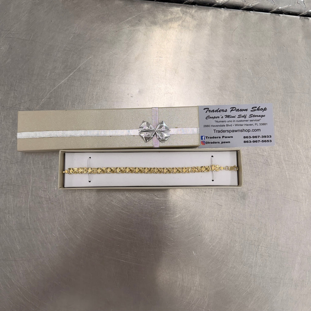 Women’s 10K Yellow Gold Flower Link Bracelet