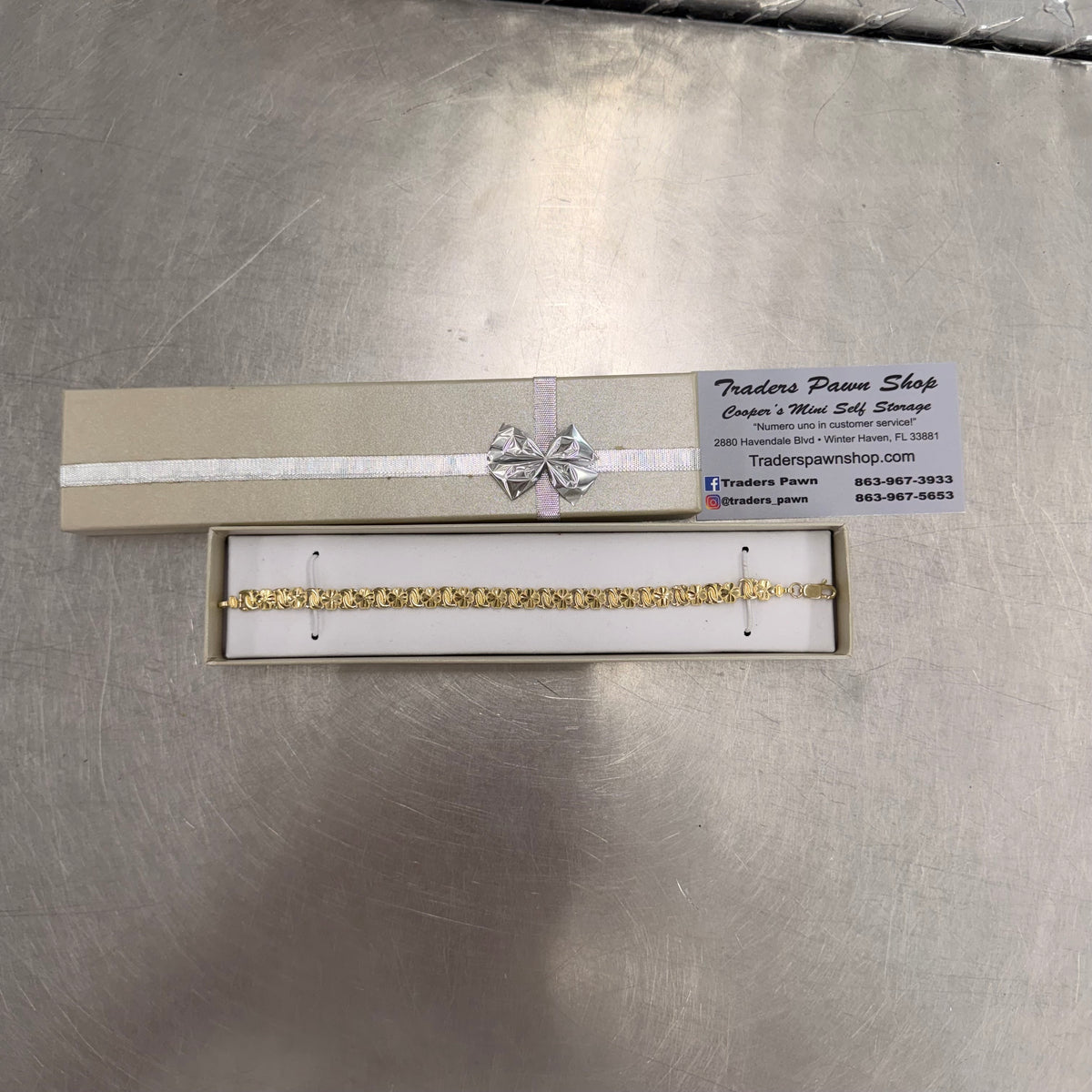 Women’s 10K Yellow Gold Flower Link Bracelet