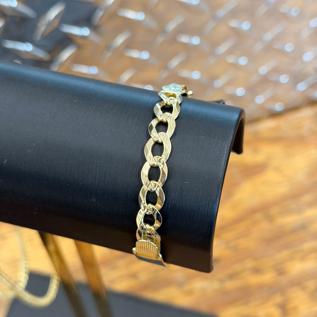 14K Yellow Gold Solid Curb Link Name Plate Bracelet