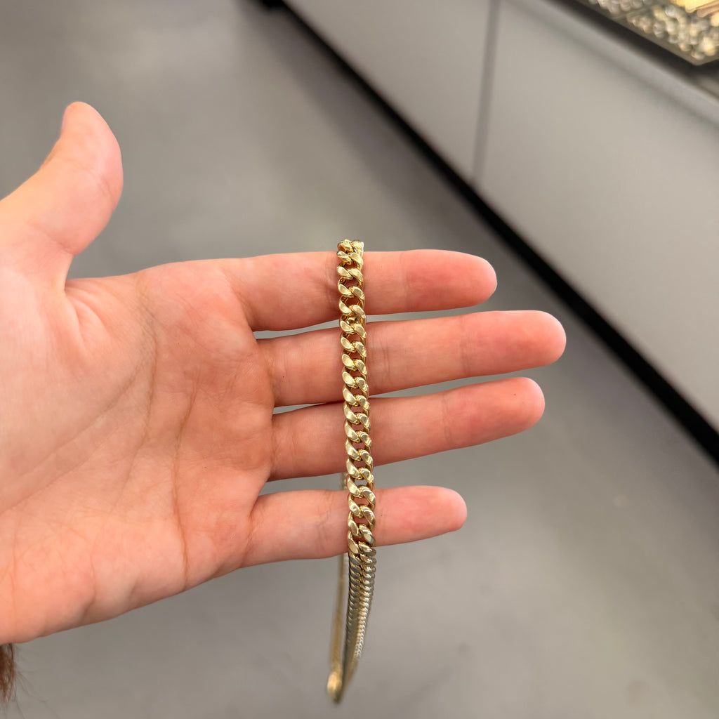 10K Yellow Gold Semi Solid Cuban Link Necklace