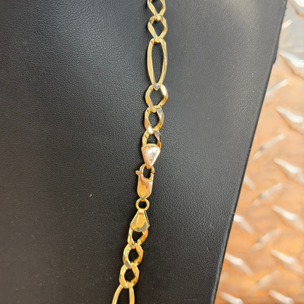 14K Yellow Gold Solid Figaro Necklace