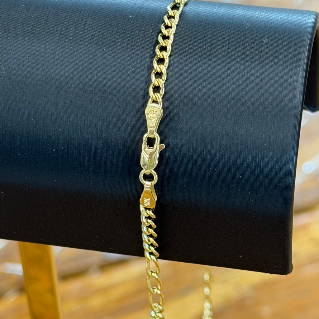 NEW 3.6 Gram 10K Yellow Gold Semi Solid Figaro Necklace