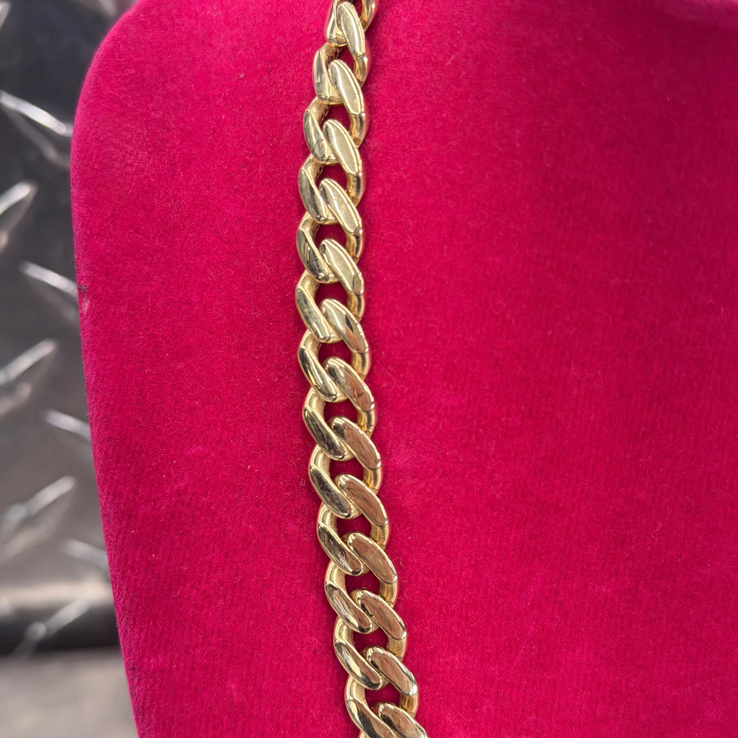 14K Yellow Gold Semi Solid Monaco Necklace With CZ Clasp