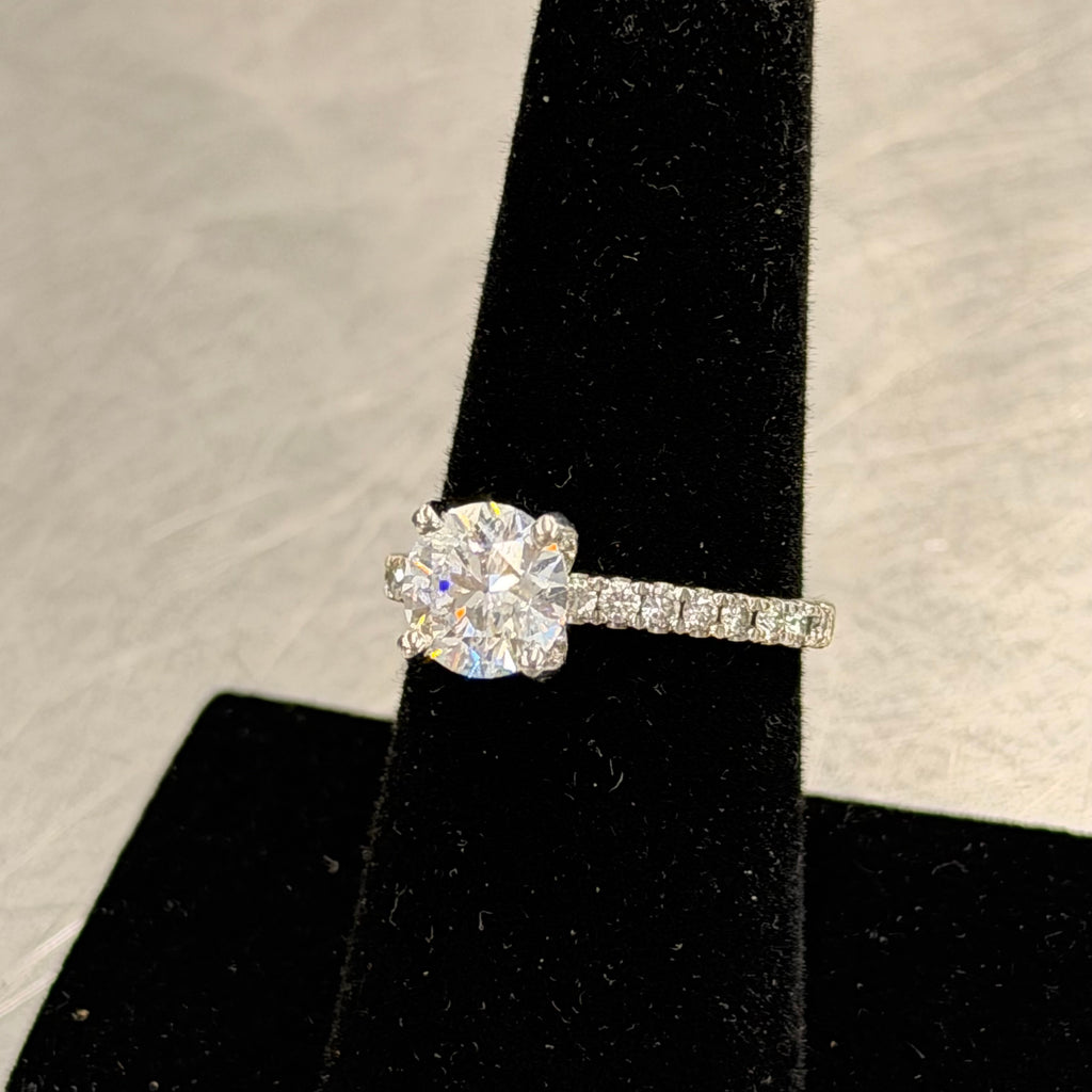 Women’s 14K White Gold Round Diamond Engagement Ring Lab Grown Diamonds