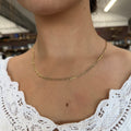 14K Yellow Gold Solid Diamond Cut Curb Link Necklace