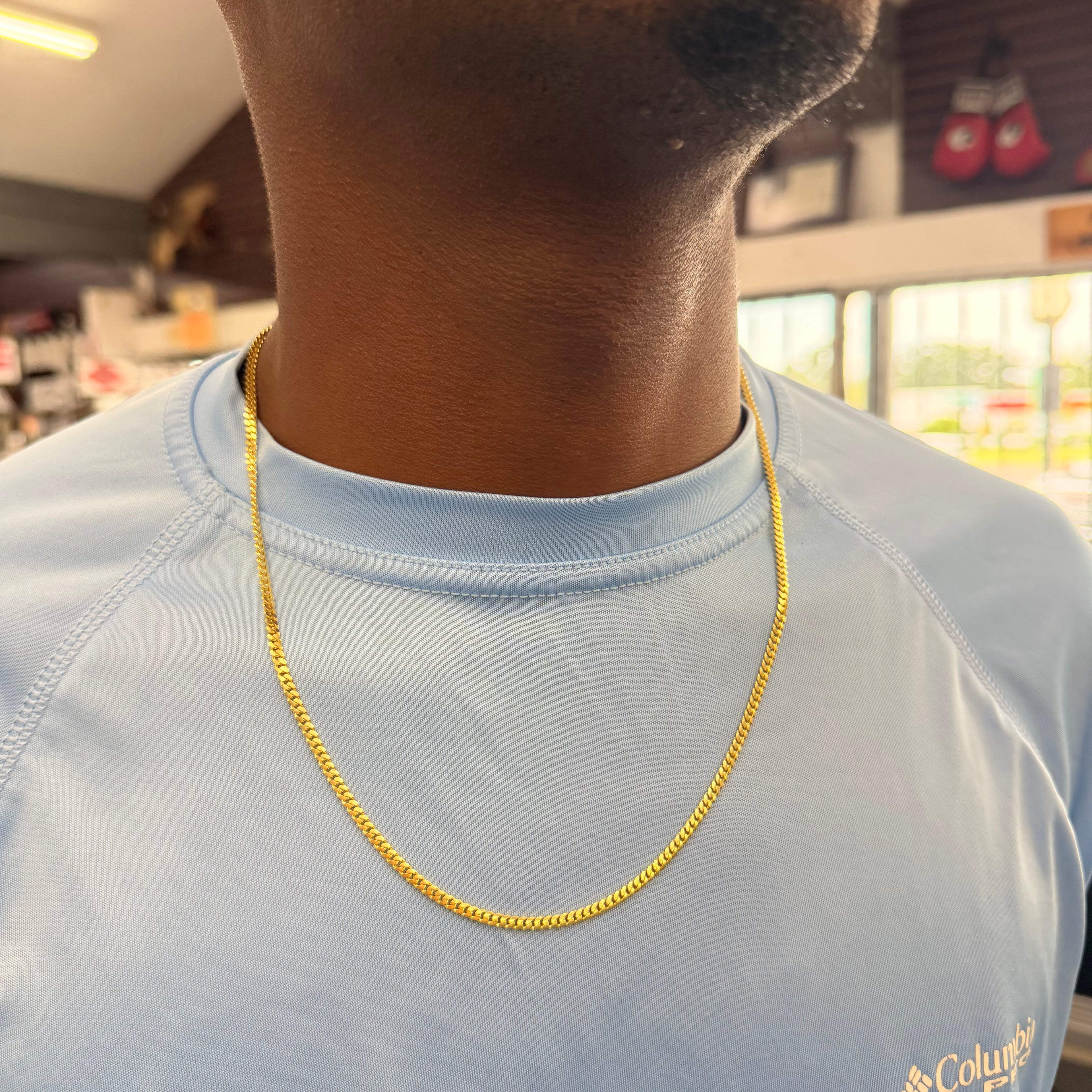 New 10K Yellow Gold Solid Cuban Link Necklace