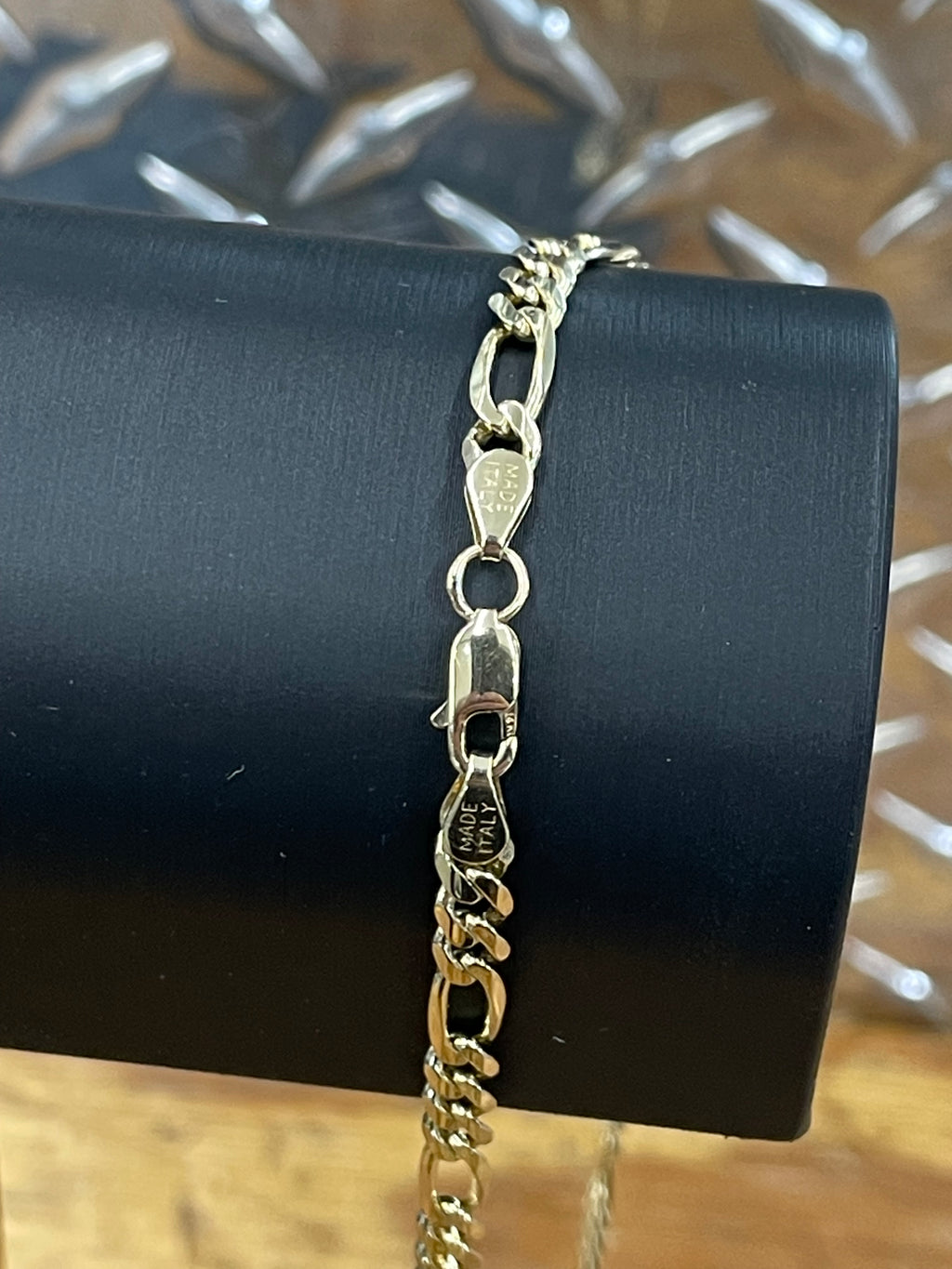 14K Solid Figaro Link Necklace