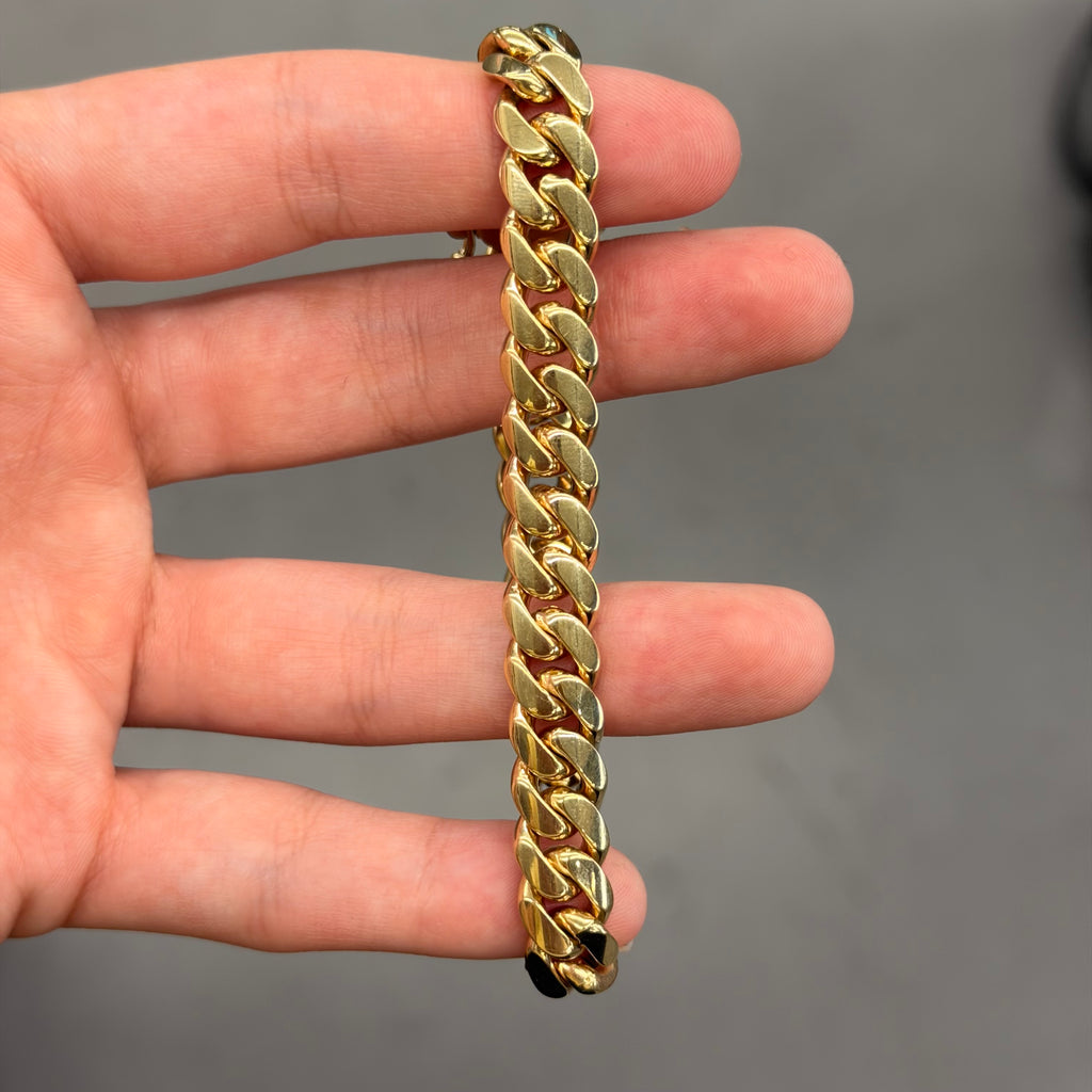 10K Yellow Gold Solid Cuban Link Bracelet