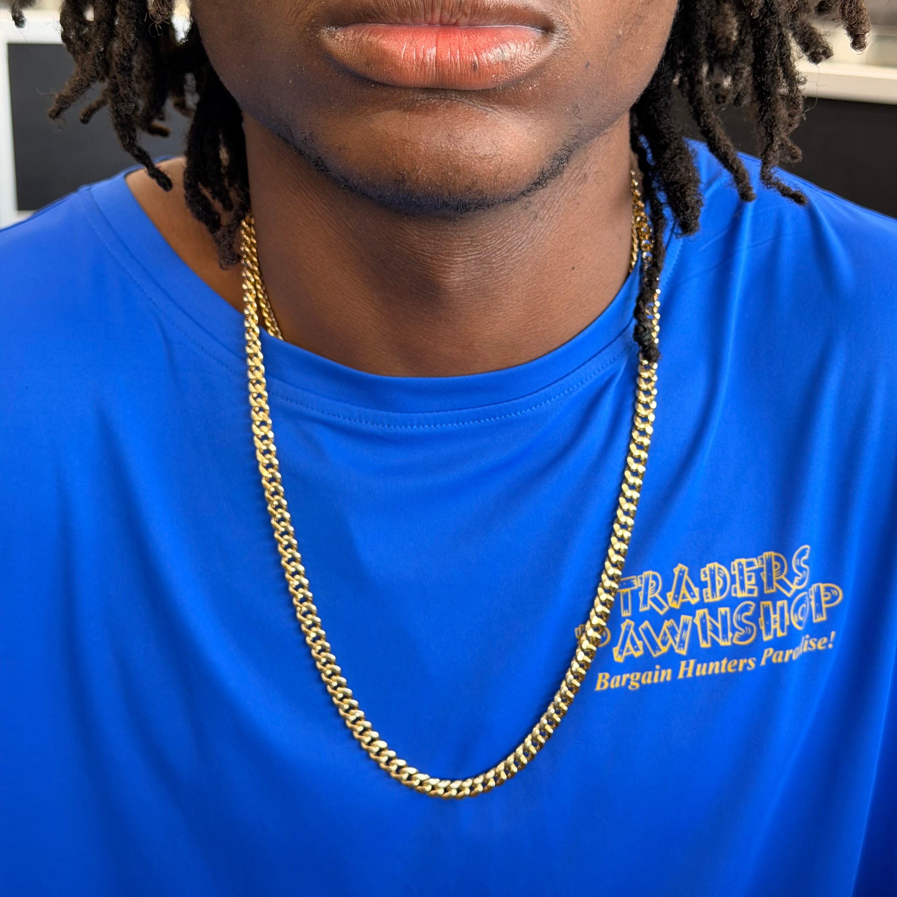 10K Yellow Gold Semi Solid Cuban Link Necklace