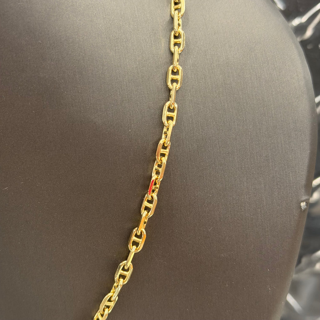 14K Yellow Gold Solid Anchor Link Necklace
