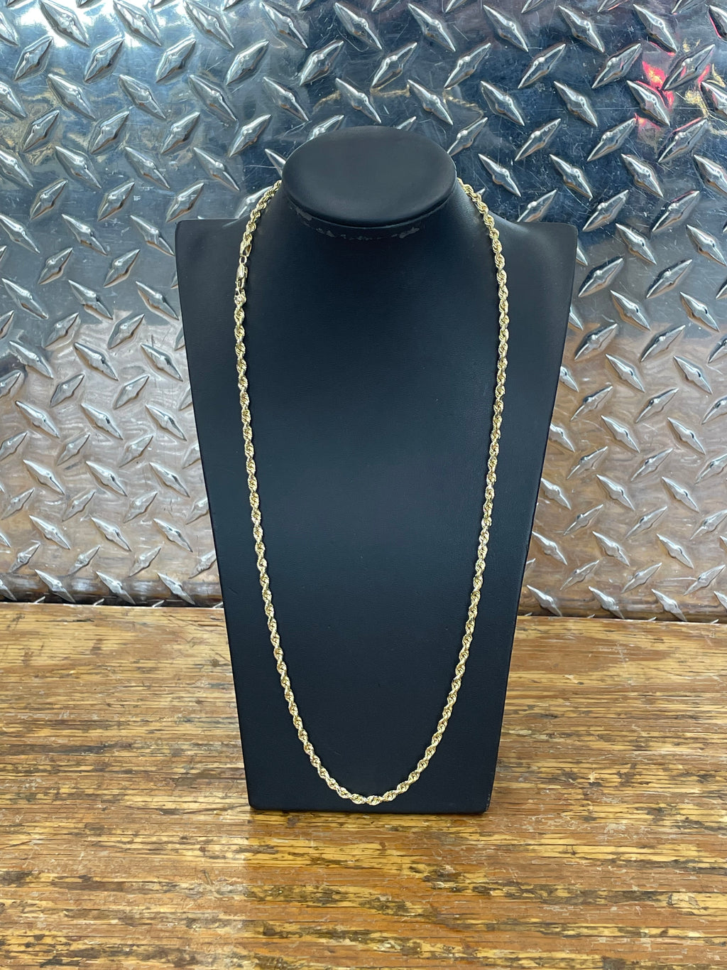 14K Yellow Gold Solid Rope Necklace