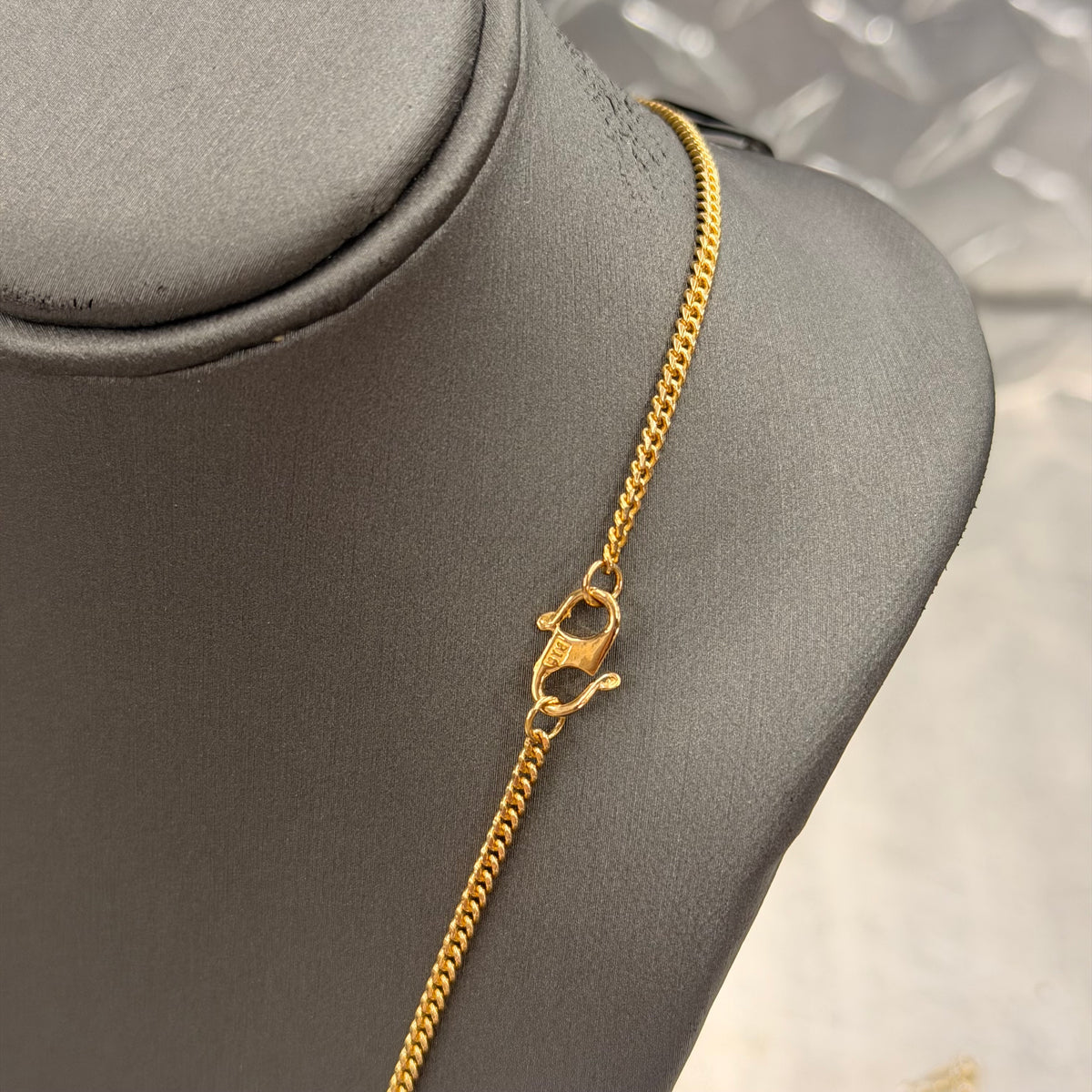 22K Yellow Gold Solid Cuban Link Necklace With Fishhook Clasp