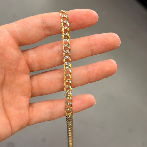10K Yellow Gold Diamond Cut Solid Curb Link Necklace