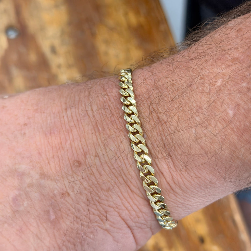 10K Yellow Gold Solid Cuban Link Bracelet