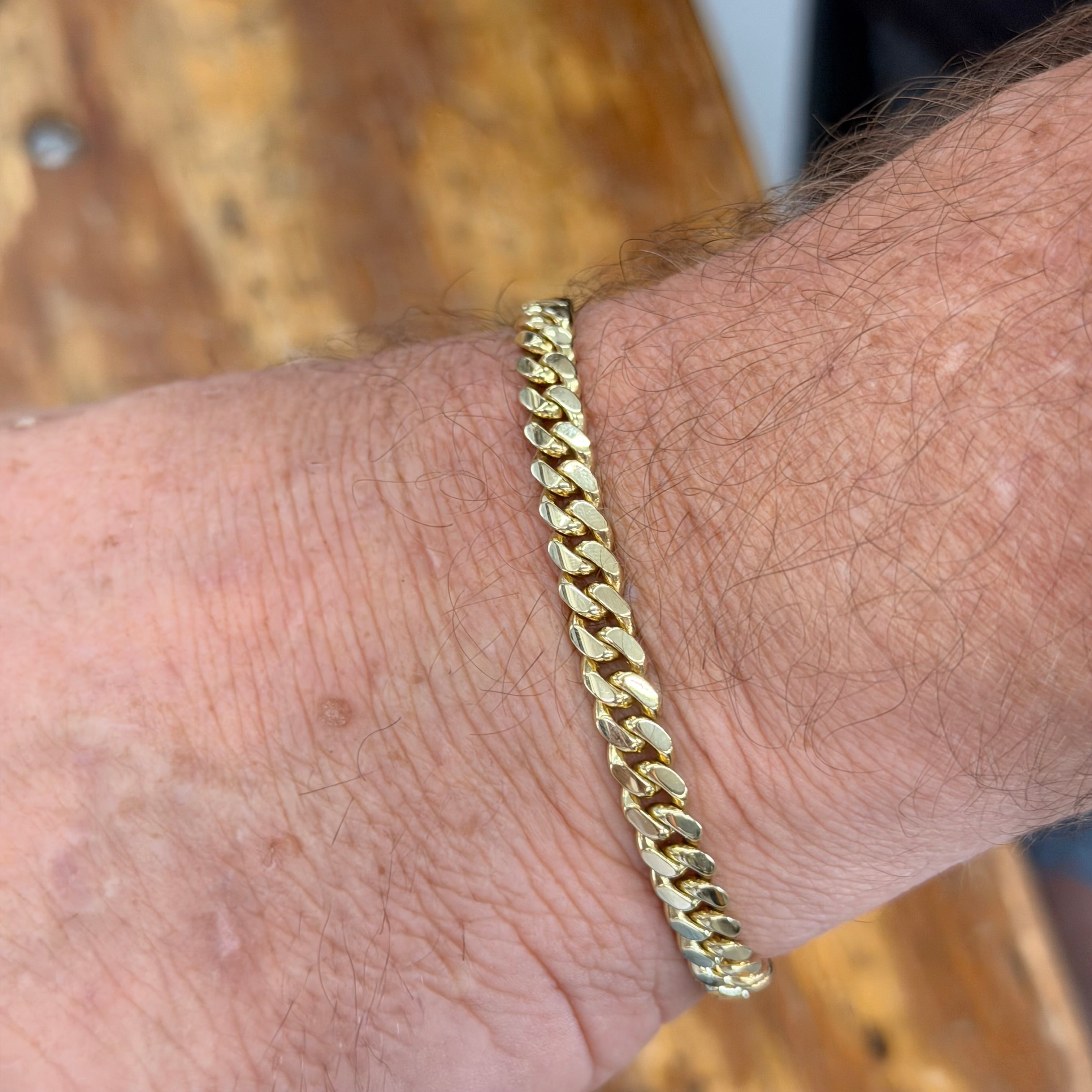 10K Yellow Gold Solid Cuban Link Bracelet
