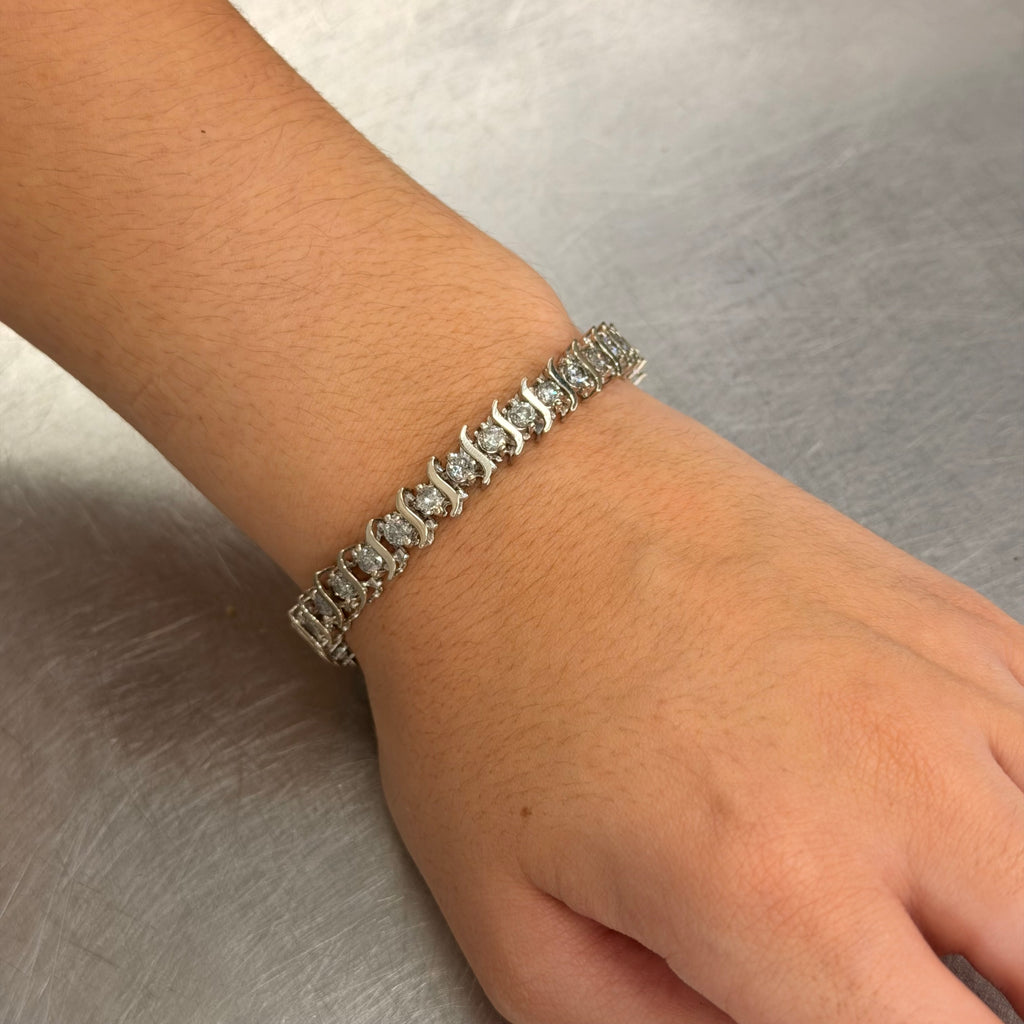Women’s 14K White Gold Natural Diamond Tennis Bracelet 8 CT TW