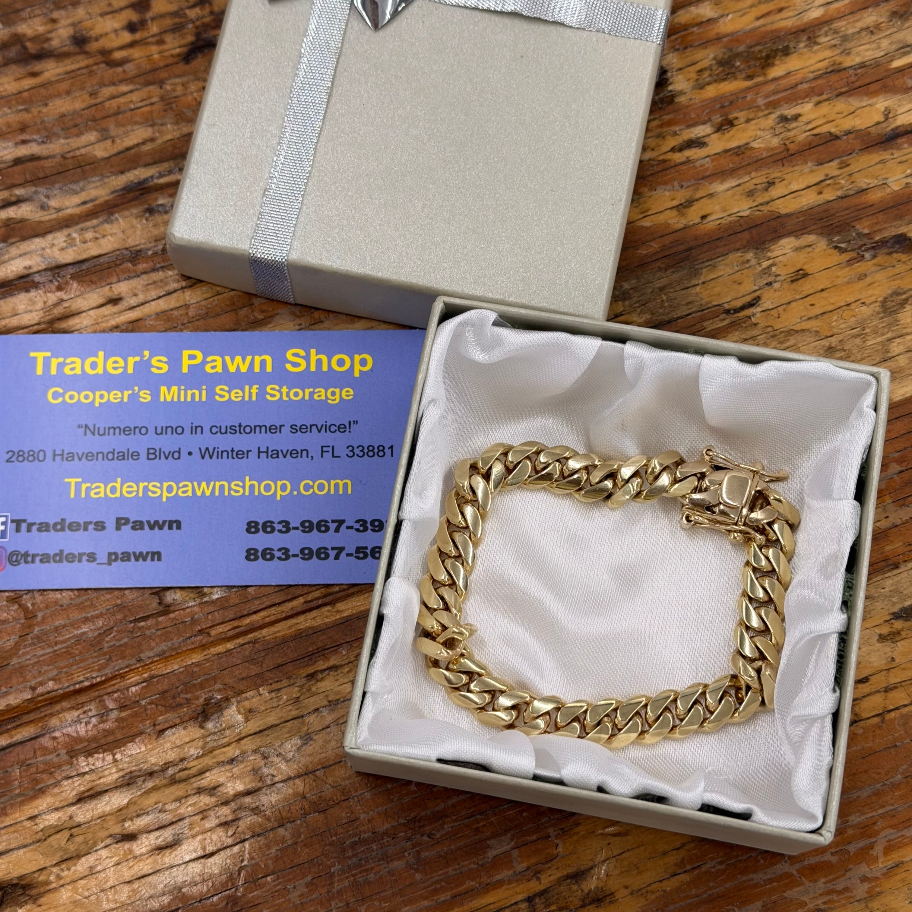 10K Yellow Gold Solid Cuban Link Bracelet