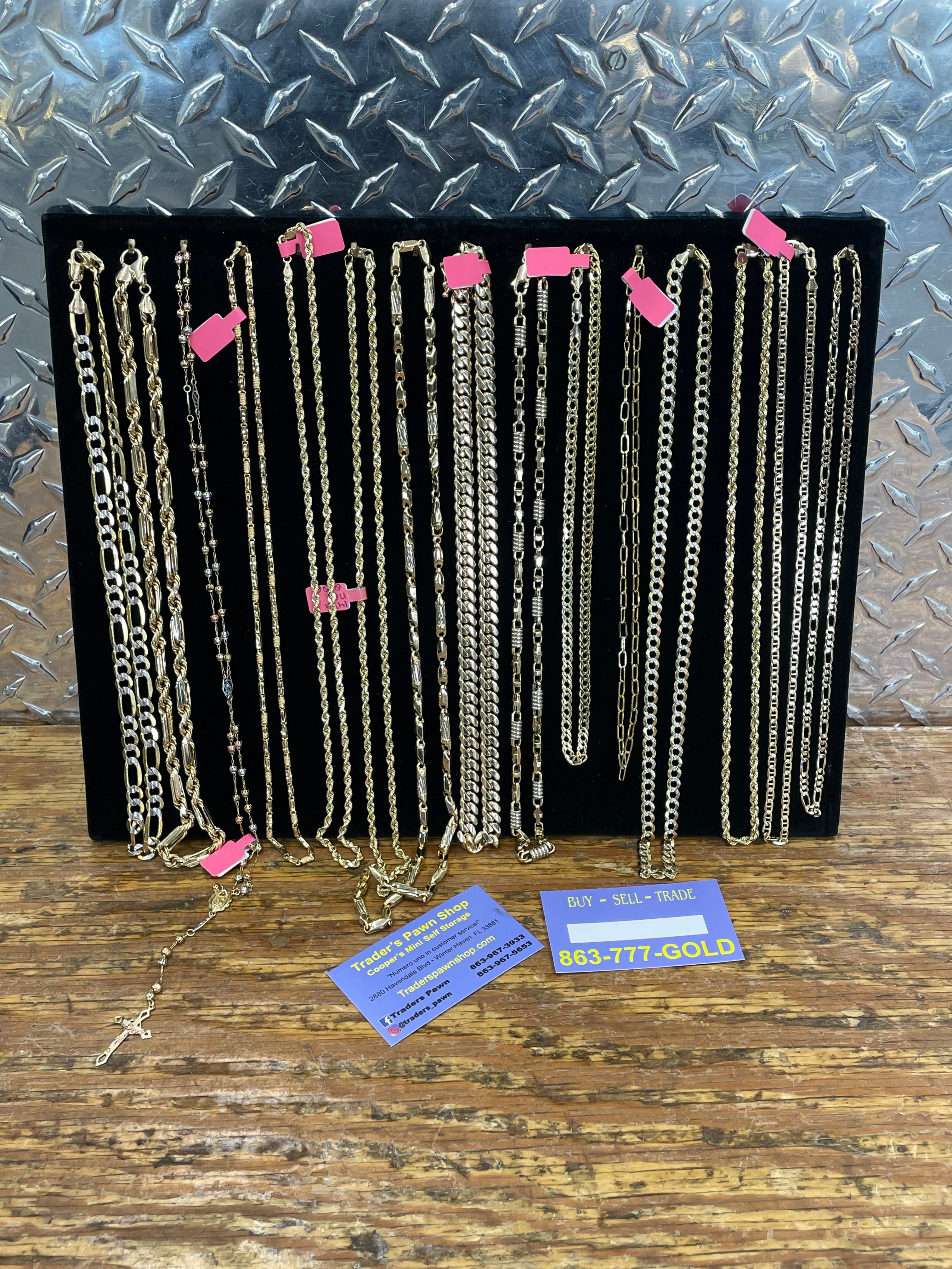 14K Solid Figaro Link Necklace