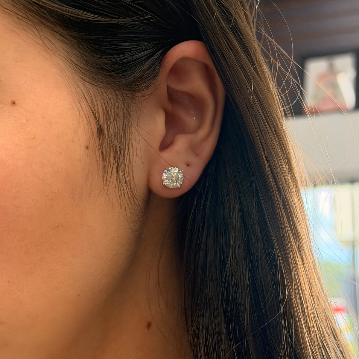 14K White Gold Natural Diamond Studs 4.03 CT TW
