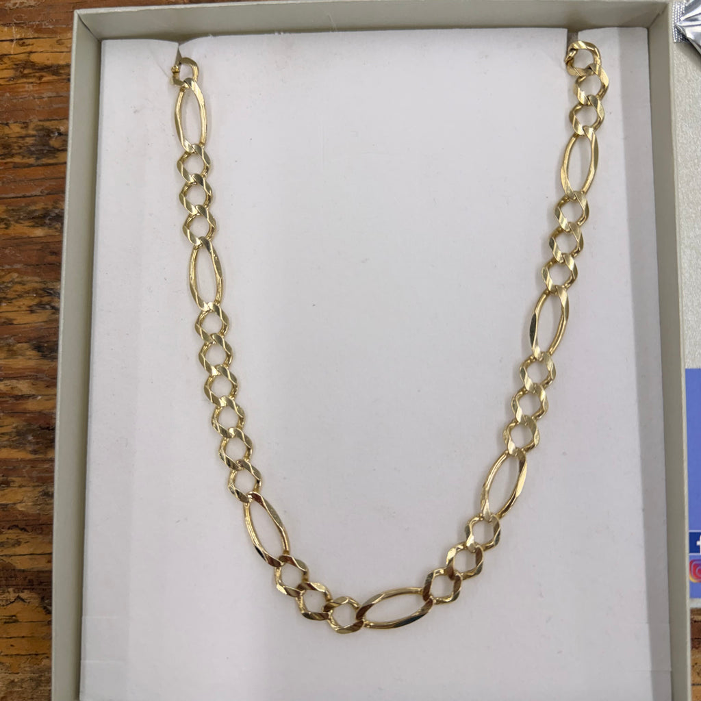 14K Yellow Gold Solid Figaro Necklace