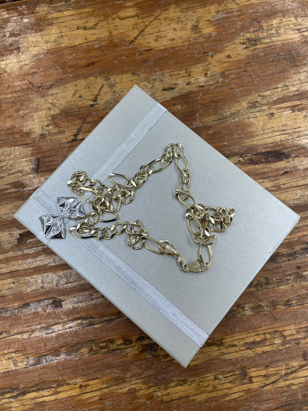 10K Yellow Gold Solid Figaro Necklace