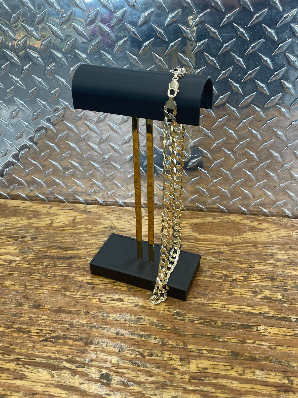 New 10K Yellow Gold Solid Curb Link Necklace
