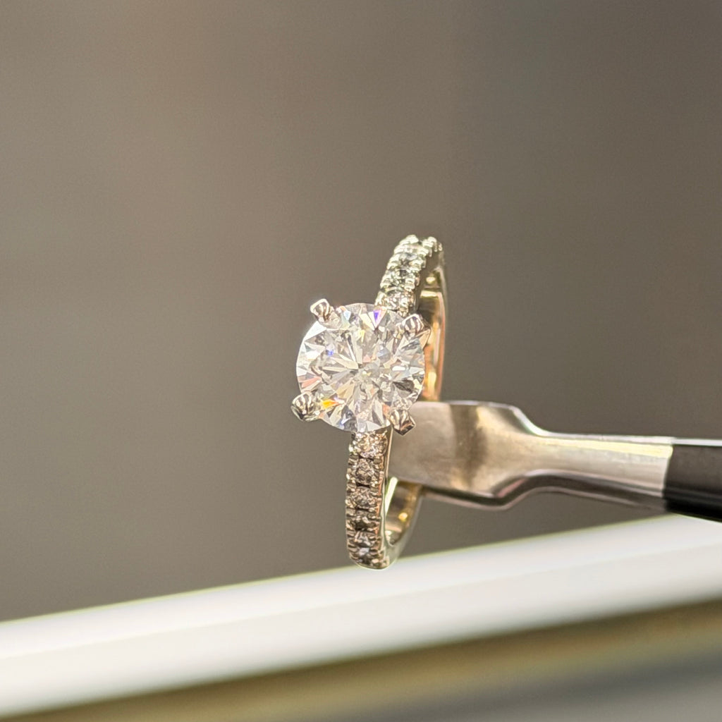 Women’s 14K White Gold Round Diamond Engagement Ring Lab Grown Diamonds