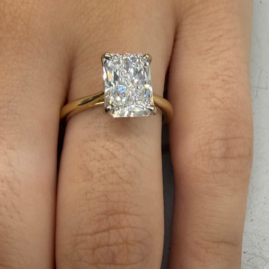 14K Yellow Gold 3CT Emerald Cut Solitaire Diamond