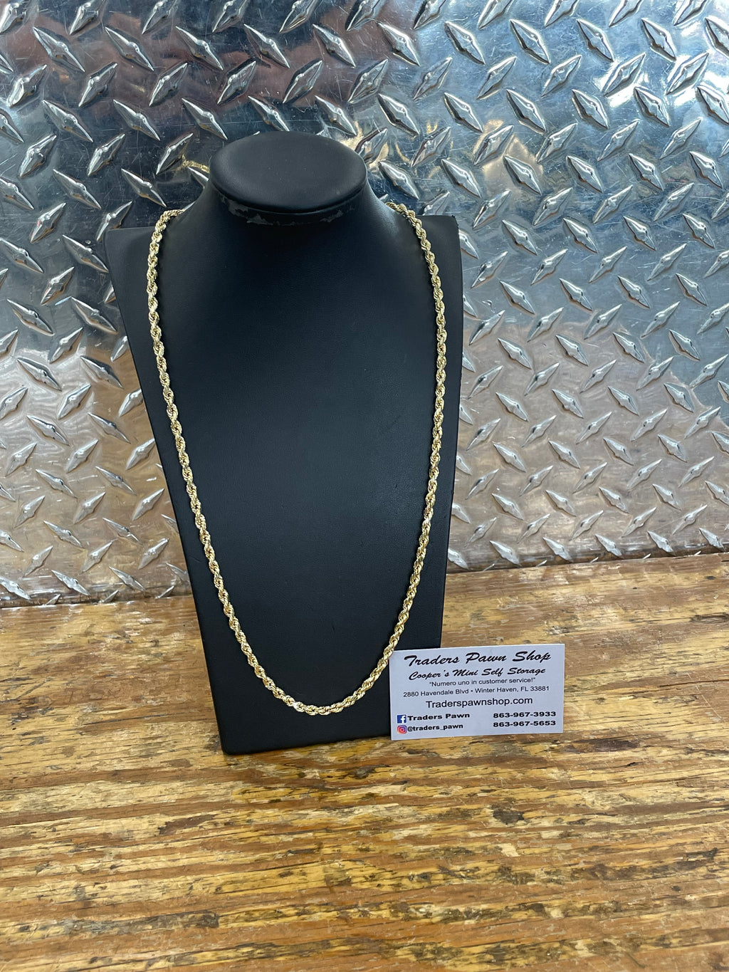 New 10K Yellow Gold Semi Solid Rope Necklace