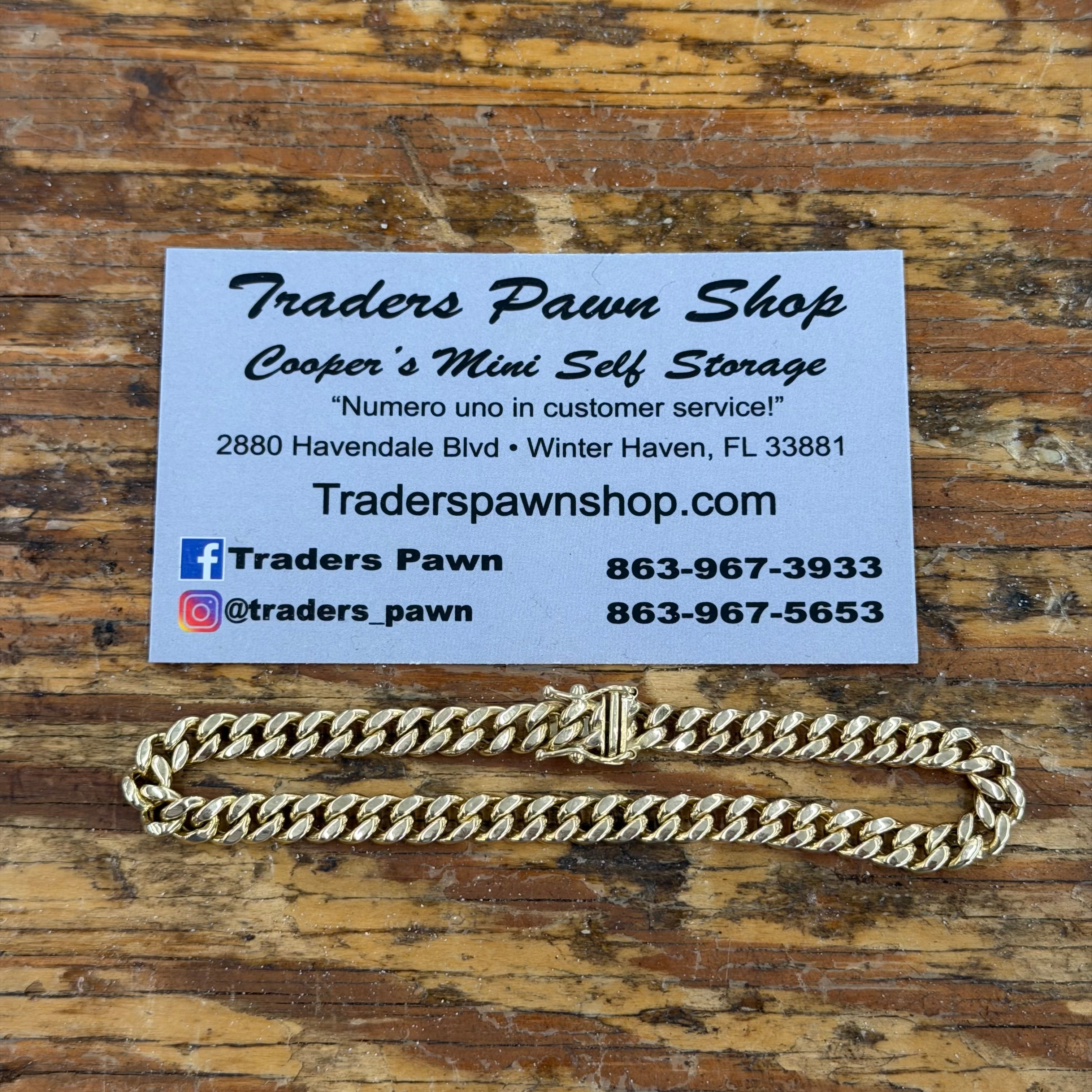 10K Yellow Gold Semi Solid Cuban Link Bracelet
