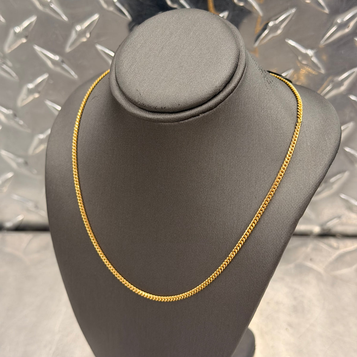 22K Yellow Gold Solid Cuban Link Necklace With Fishhook Clasp