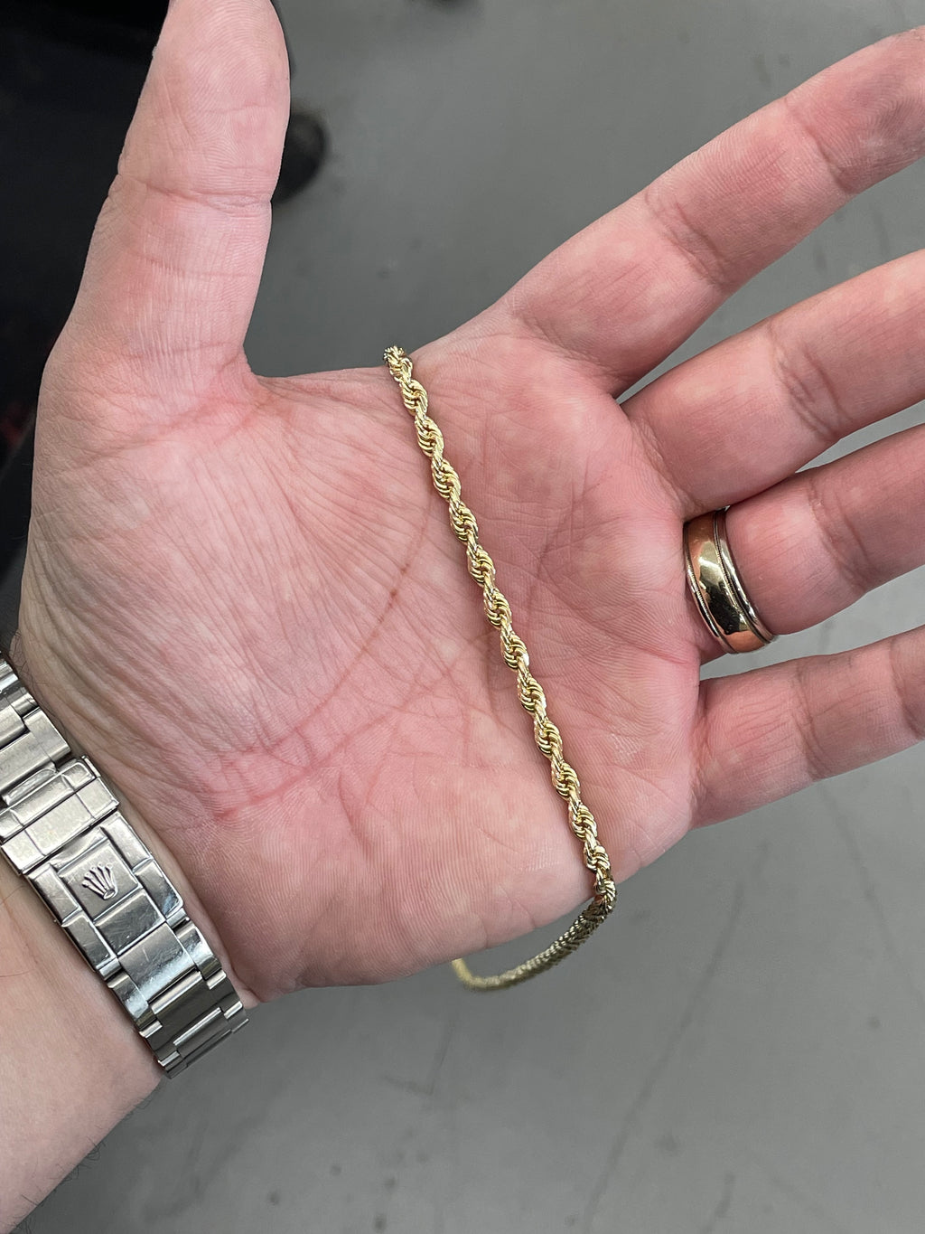 14K Yellow Gold Solid Rope Necklace