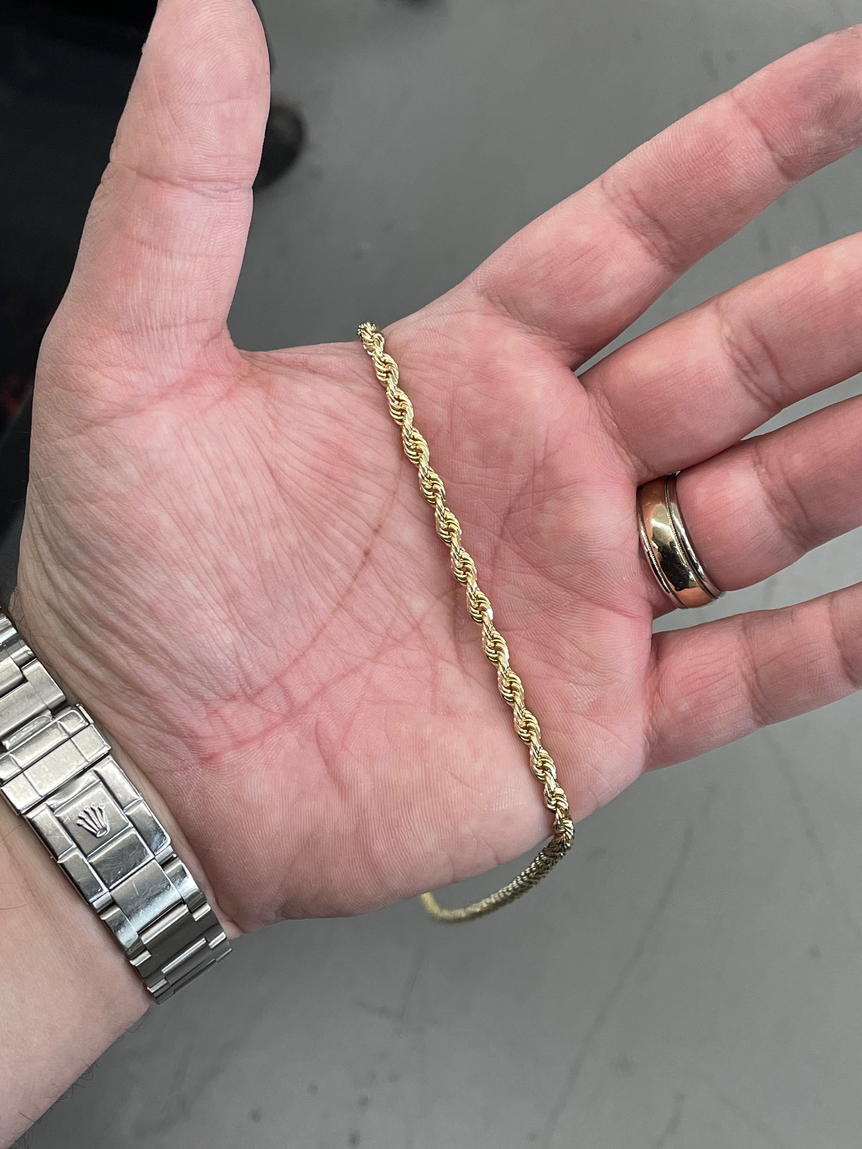 14K Yellow Gold Solid Rope Necklace
