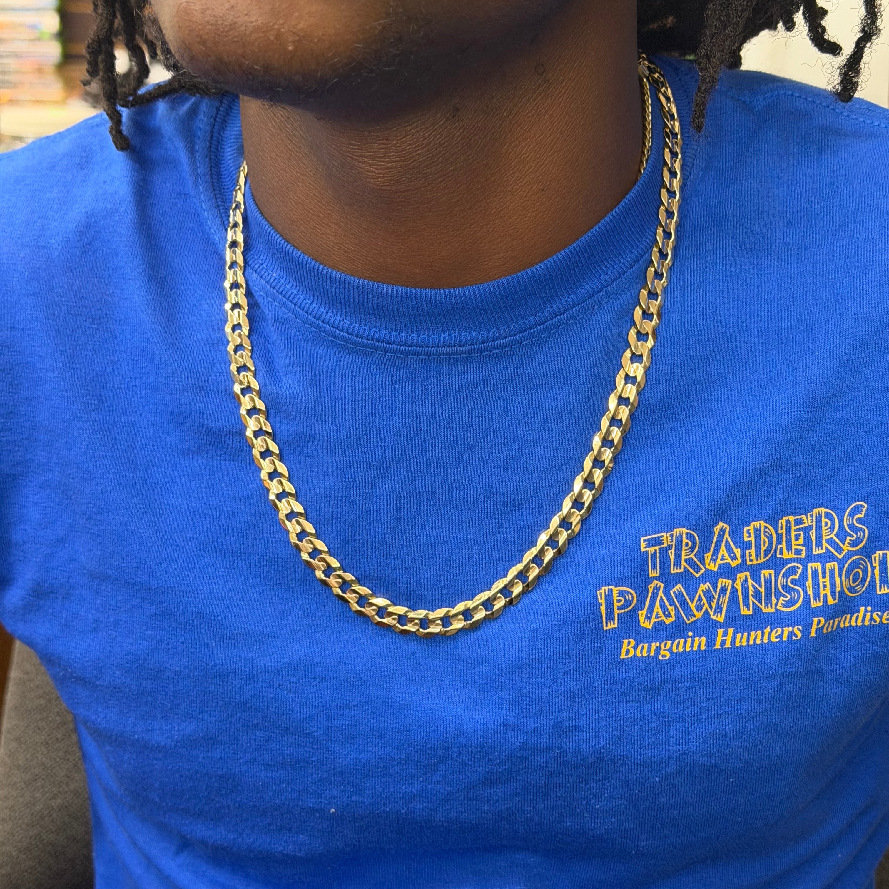 10K Yellow Gold Solid Curb Link Necklace