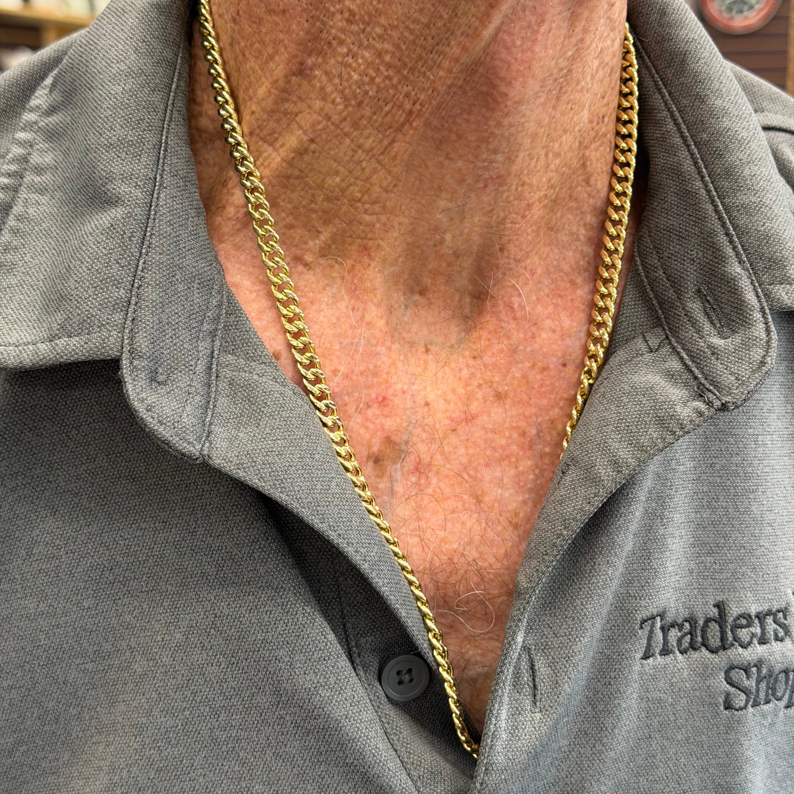 10K Yellow Gold Semi Solid Cuban Necklace