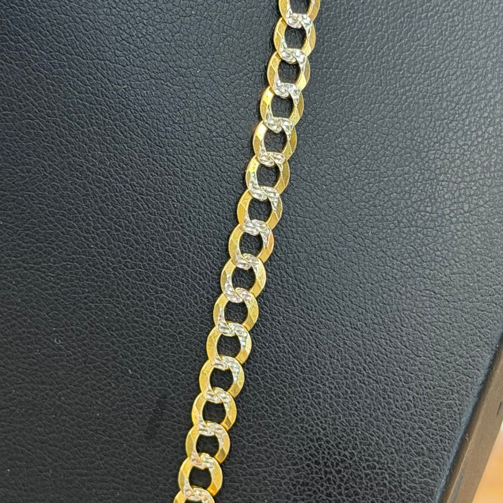 14K Yellow Gold Diamond Cut Curblink Necklace