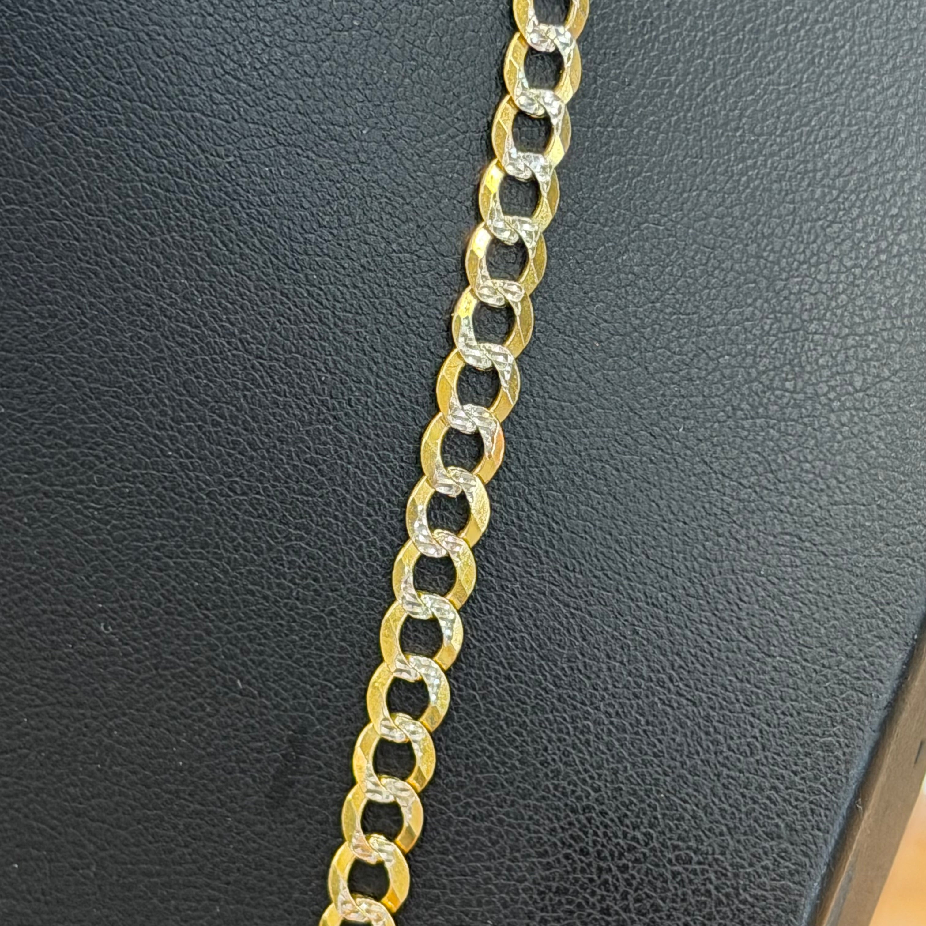 14K Yellow Gold Diamond Cut Curblink Necklace