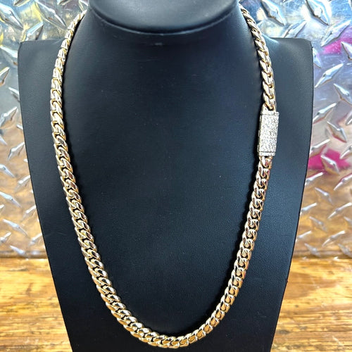 10K Yellow Gold Diamond Clasp Cuban