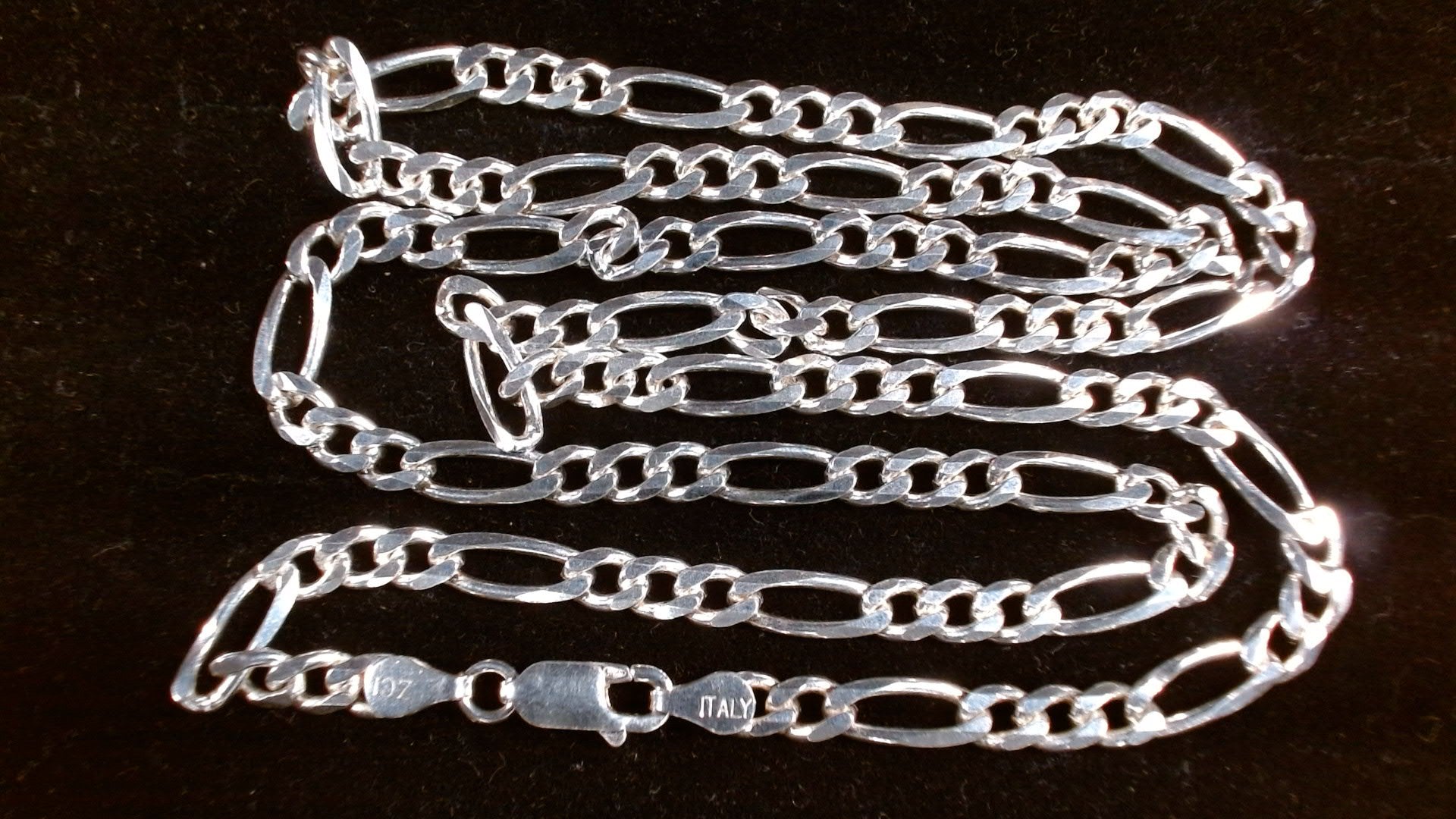925 Sterling Silver Figaro Chain 20.0g 4.5mm x 24"